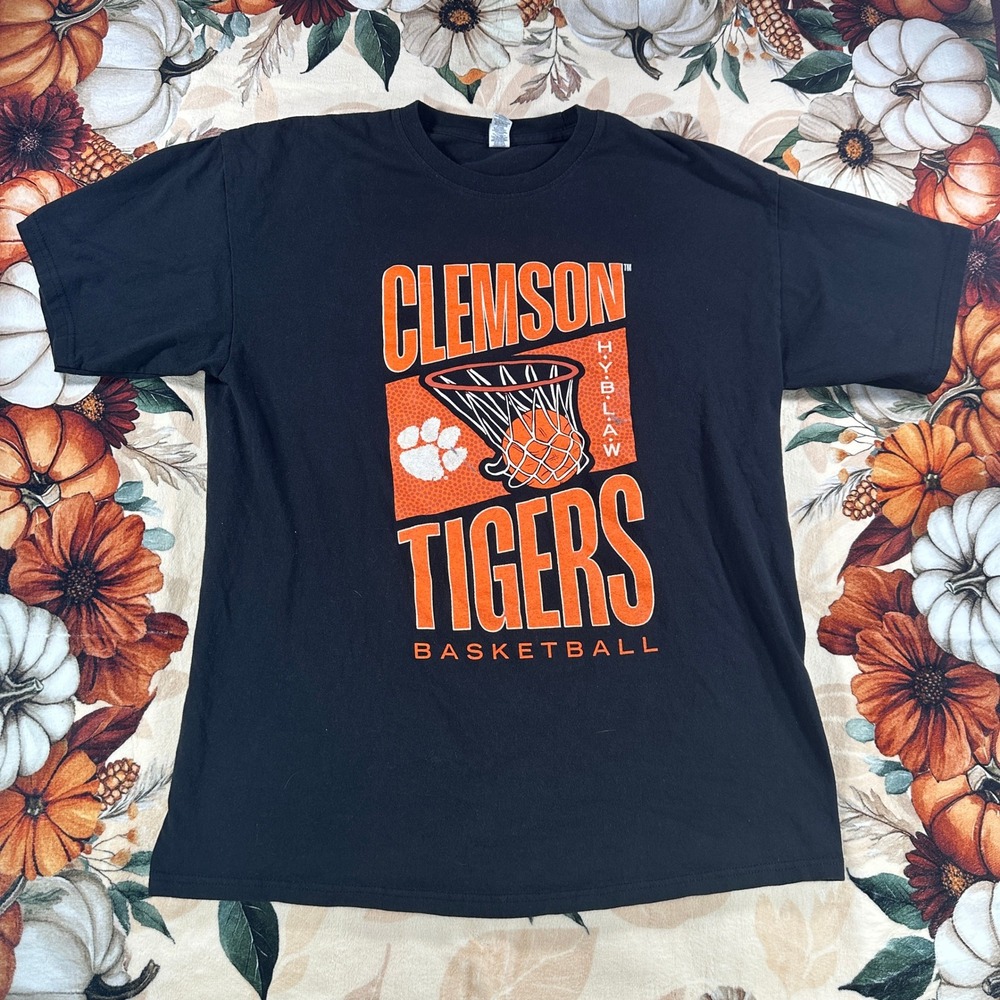 Clemson Tigers Basketball Mens Black Graphic T Shirt College NCAA Size XL Tee